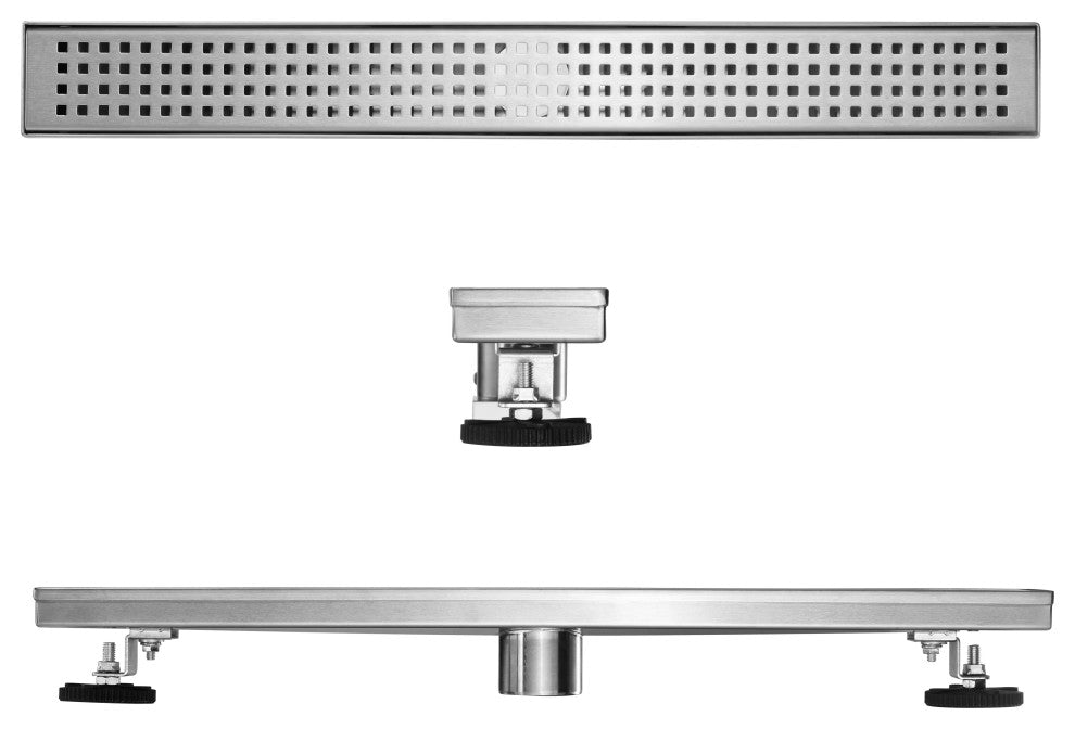 HEATGENE Linear Shower Drain Stainless Steel Rectangle, Brush, 48"