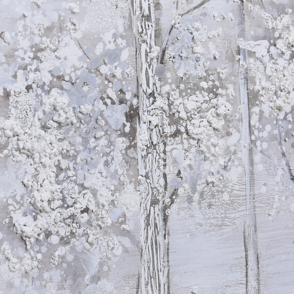 Silver Winter Textured Metallic Hand Painted Wall Art by Martin Edwards