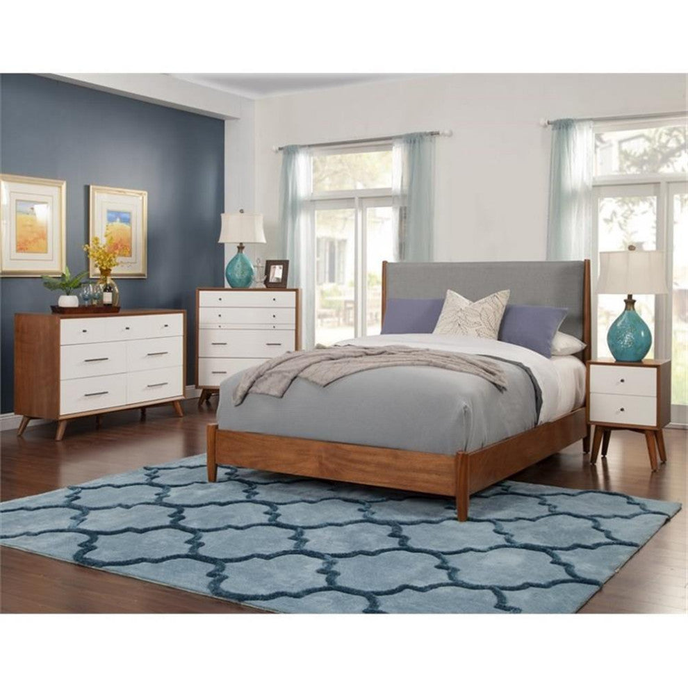 Alpine Furniture Flynn 7 Drawer Two Tone Wood Dresser in Acorn-White