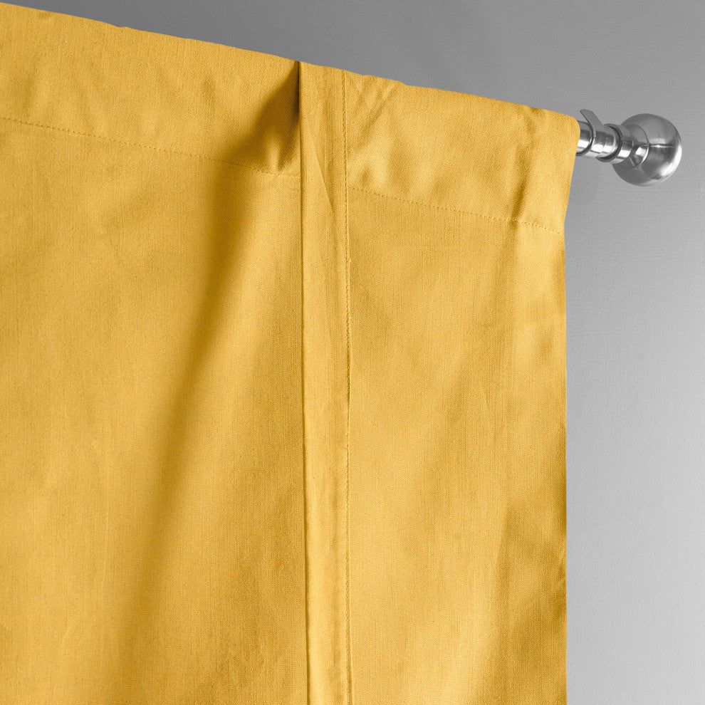 Solid Cotton Tie-Up Window Shade Single Panel, 46W x 63L, Ochre, 46w X 63l