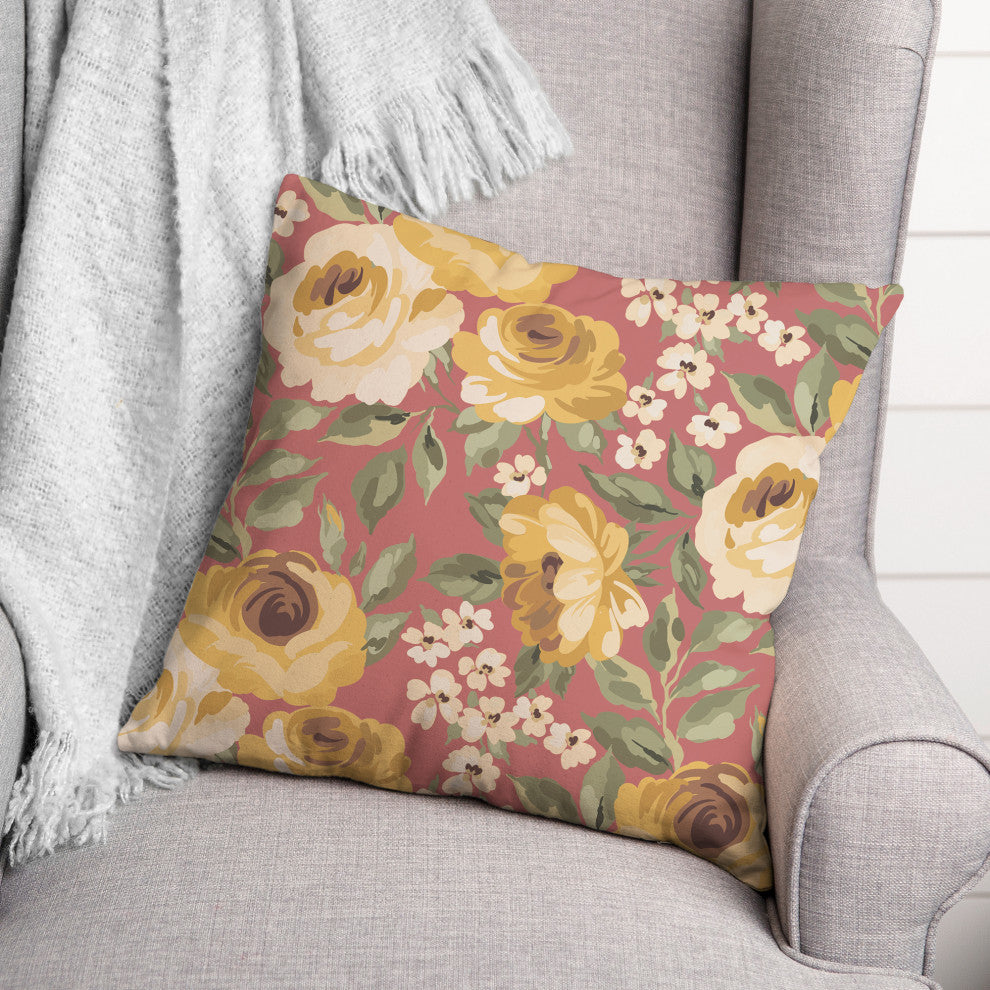 Yellow Flowers 4 16x16 Indoor / Outdoor Pillow