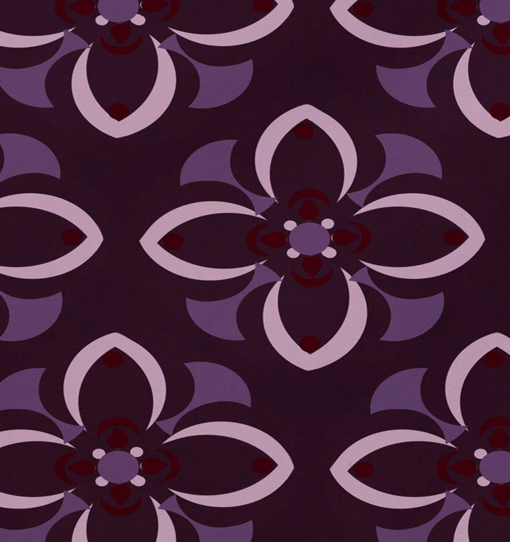 Trumpet Flower Geometric Print Placement, Bordeaux, Set of 4