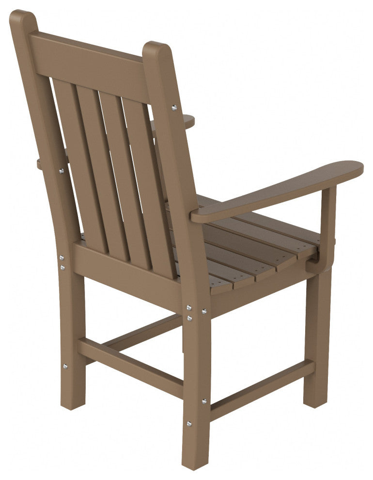 WestinTrends Patio Garden Poly Lumber Dining Arm Chair Indoor Outdoor Furniture, Weathered Wood
