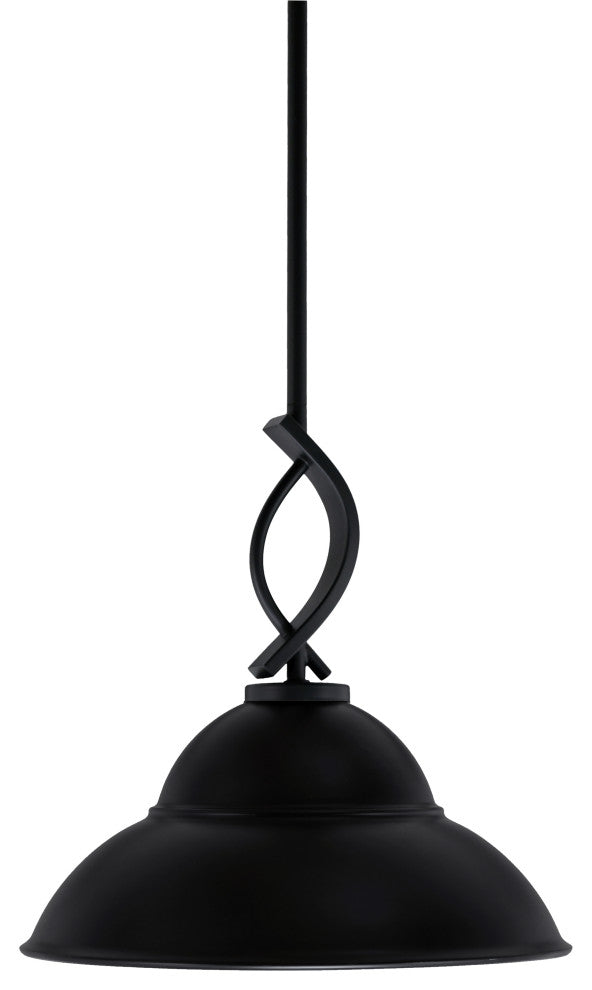 Cavella Stem Mini Pendant, Matte Black Finish, 13" Matte Black Metal Shade