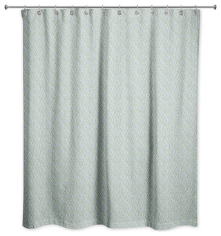 Green Quatre on Blue 71x74 Shower Curtain