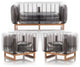 Mojow Yomi 3 Piece Living Room & Garden Set | Wooden Frame - Crystal Black