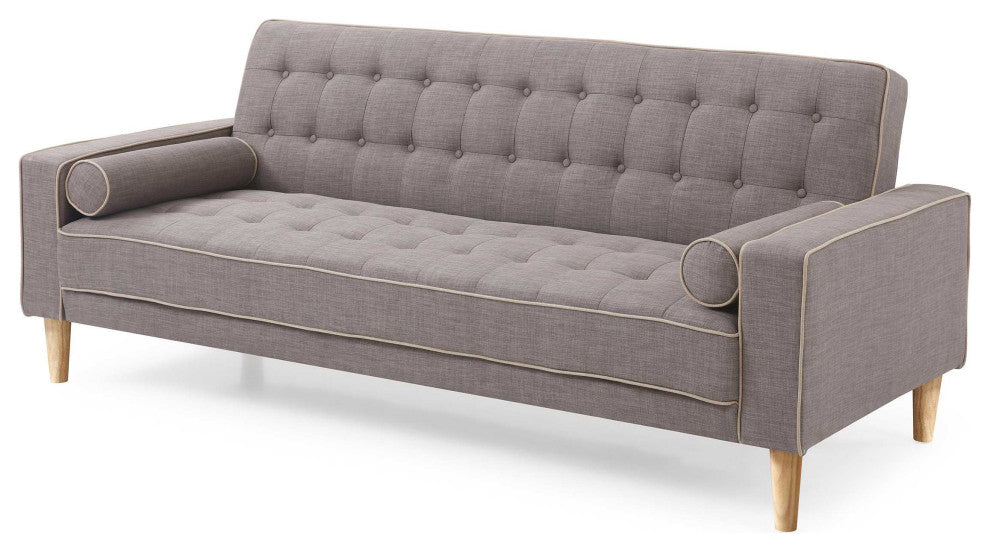 Andrews 85 in. W Flared Arm Polyester Straight Sofa, Gray
