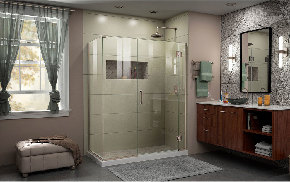 Unidoor-x 47"x34.38" Shower Enclosure, Brushed Nickel