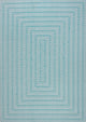 Chevron Modern Concentric Squares Indoor/Outdoor Area Rug, Aqua/Light Gray, 4x6