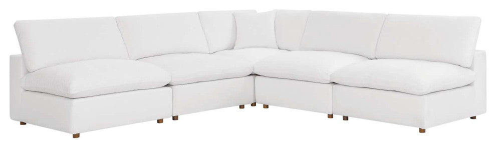 Commix Down Filled Overstuffed 5-Piece Armless Sectional Sofa, Pure White