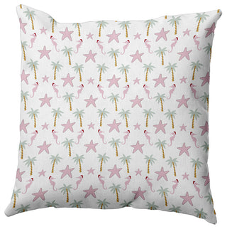 Christmas Beach Pattern Indoor/Outdoor Throw Pillow, Light Pink, 20"x20"