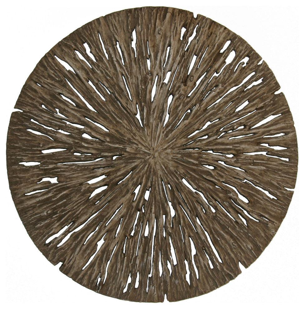 1" x 14" x 14" Brown Round Rotten Wood  Wall Decor