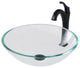 Glass Vessel Sink, Arlo Bathroom Faucet, PU Drain, Mount Ring, Matte Black