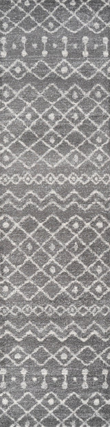 Aksil Moroccan Beni Souk Area Rug, Gray/Cream, 2'x8'