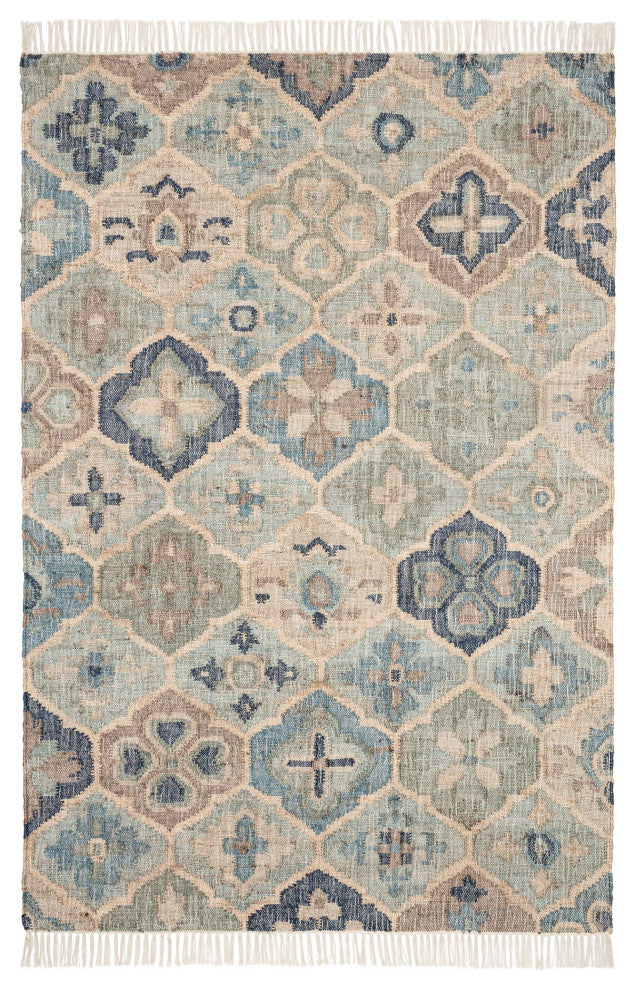 Dash & Albert Pali Blue Handwoven Jute Rug, Blue, 5' x 8'