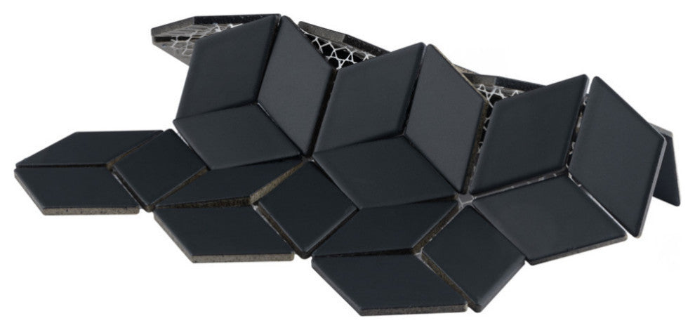 Hudson Rhombus Matte Black Porcelain Floor and Wall Tile