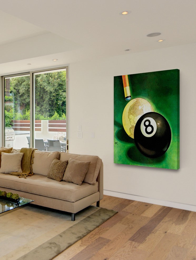 "World as Cue Ball" Painting Print on Canvas by Emmett Watson