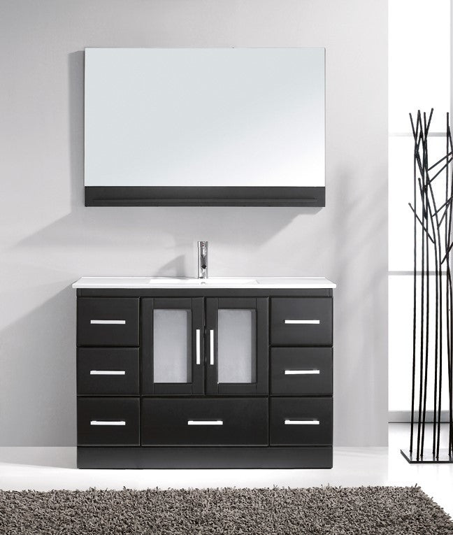 Zola 48" Single Bathroom Vanity Set, Espresso, White Ceramic Countertop