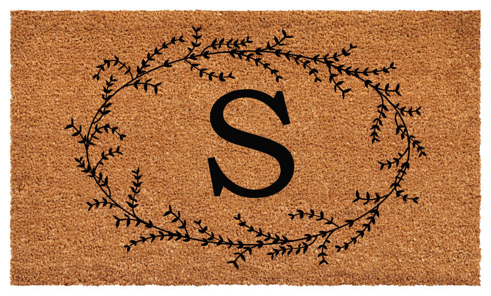 Calloway Mills Rustic Leaf Vine Monogrammed Doormat, 24"x48", Letter S