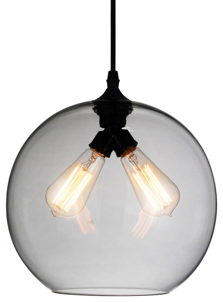 Glass 2 Light Down Mini Pendant, Smoke