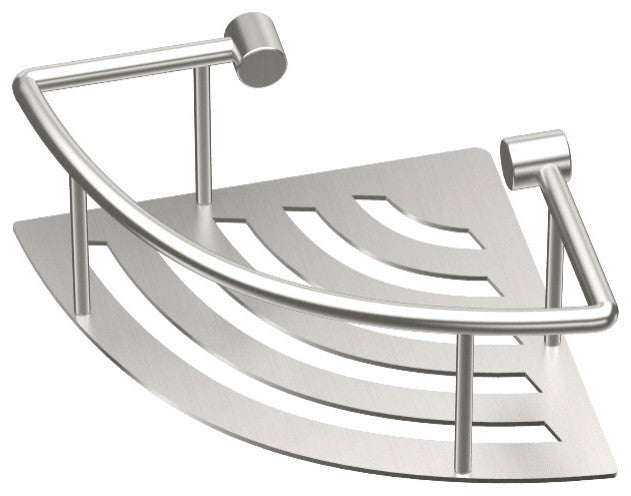 Elegant Corner Shelf With Rails, Satin Nickel, 8"