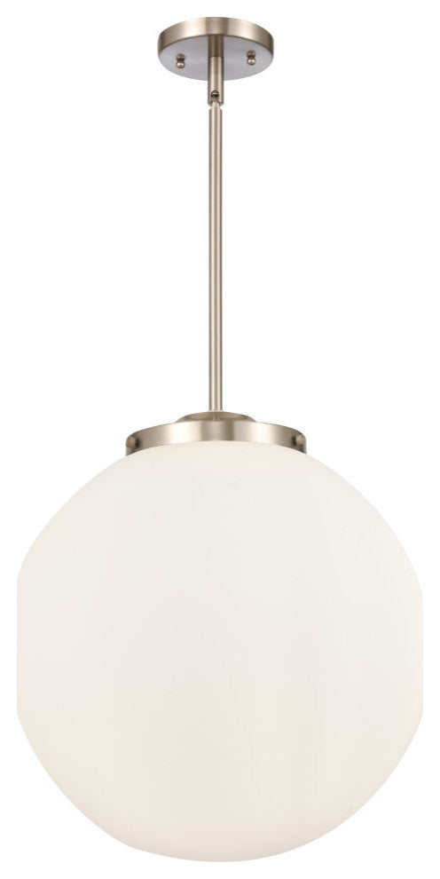 Beacon Pendant, Brushed Satin Nickel, Matte White, Matte White