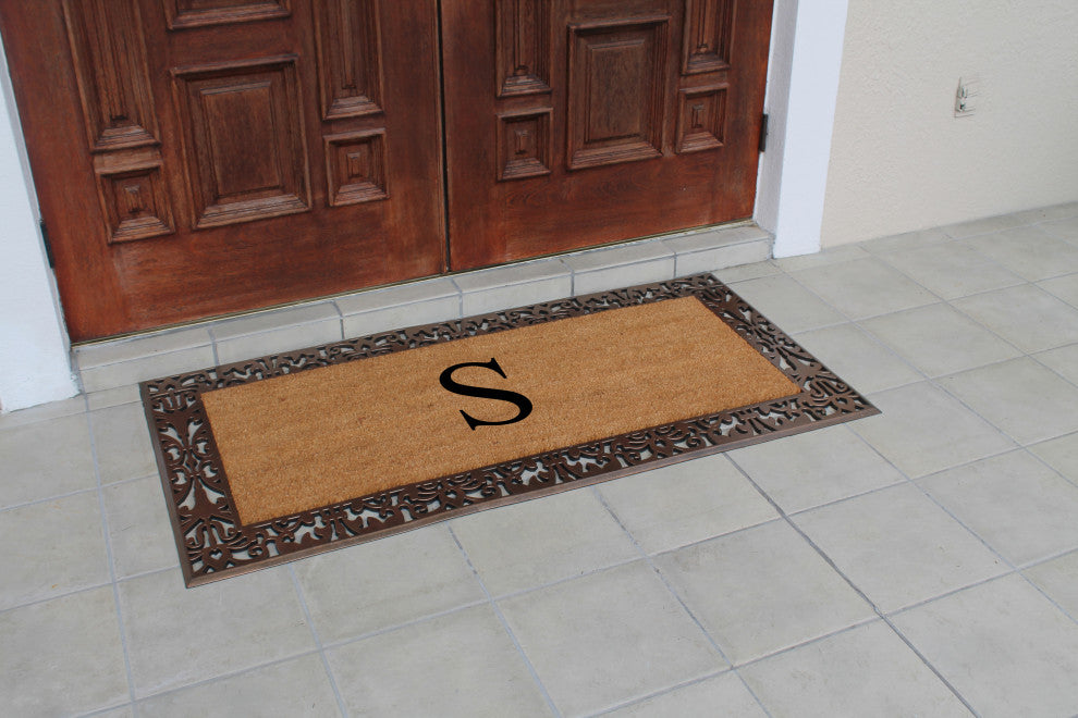 A1HC Rubber & Coir Paisley Large Outdoor Durable Monogrammed Doormat, 30" X 60",