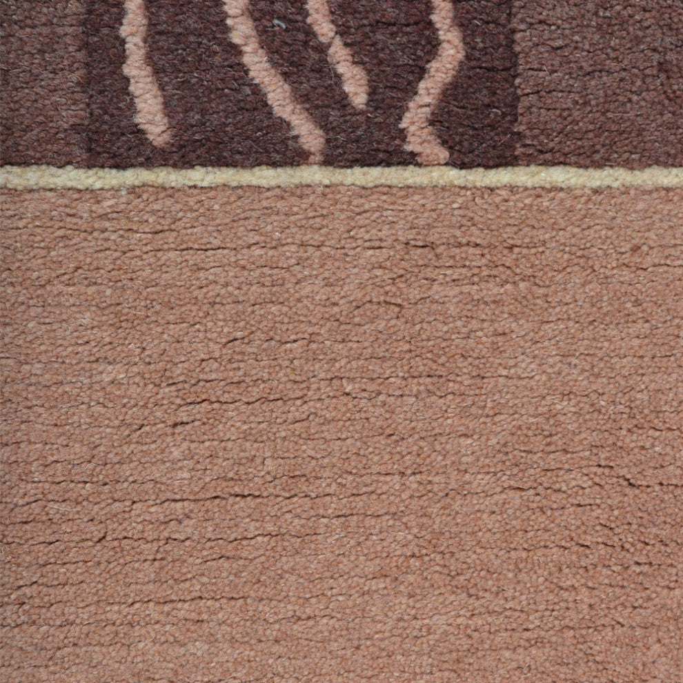 Hand Knotted Tibbati Wool Area Rug Contemporary Choco