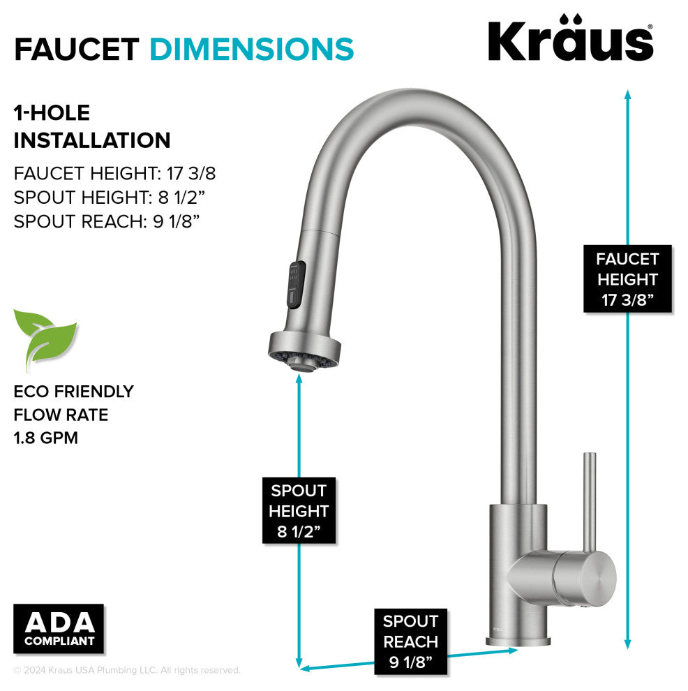 Bolden 2-Function Pull-Down 1-Handle Kitchen Faucet, Spot-Free Stainless Steel