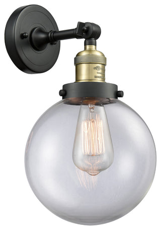 1-Light Beacon 8" Sconce, Black Antique Brass, Glass: Clear