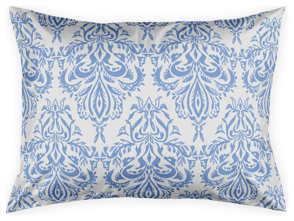 Blue Damask Standard Brushed Poly Sham