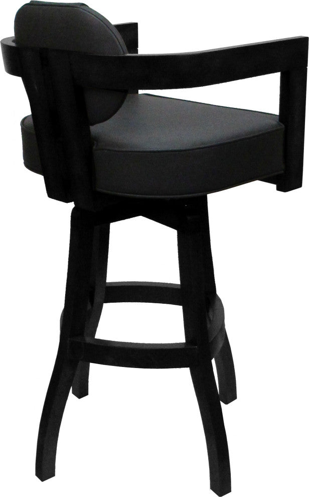 Swivel Wood Bar Stool Kadir Plus on S-Base, Gray Vinyl - Black, 30"
