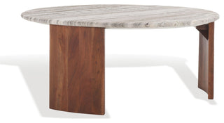 Safavieh Couture Dannica Marble Top Coffee Table, Walnut/Grey