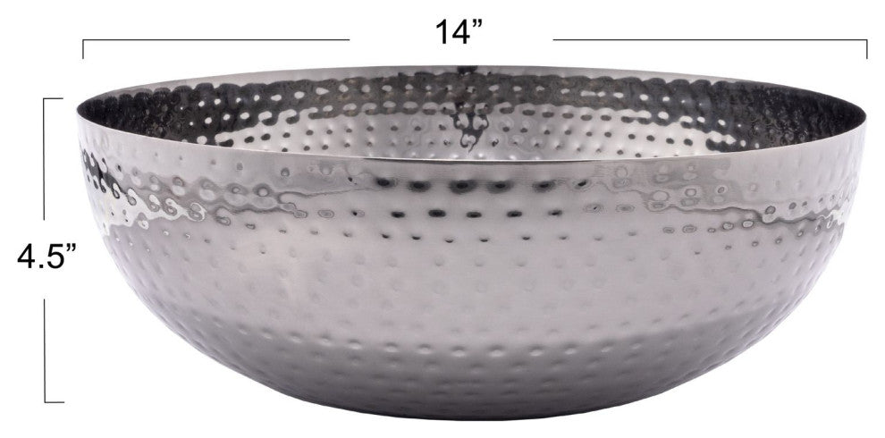Round Hammered Metal Bowl, Oxidized Silver, Oxidized Silver