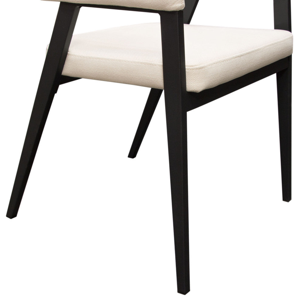 Adele Dining Accent Chairs, Set of 2, Cream Fabric, Metal Frame