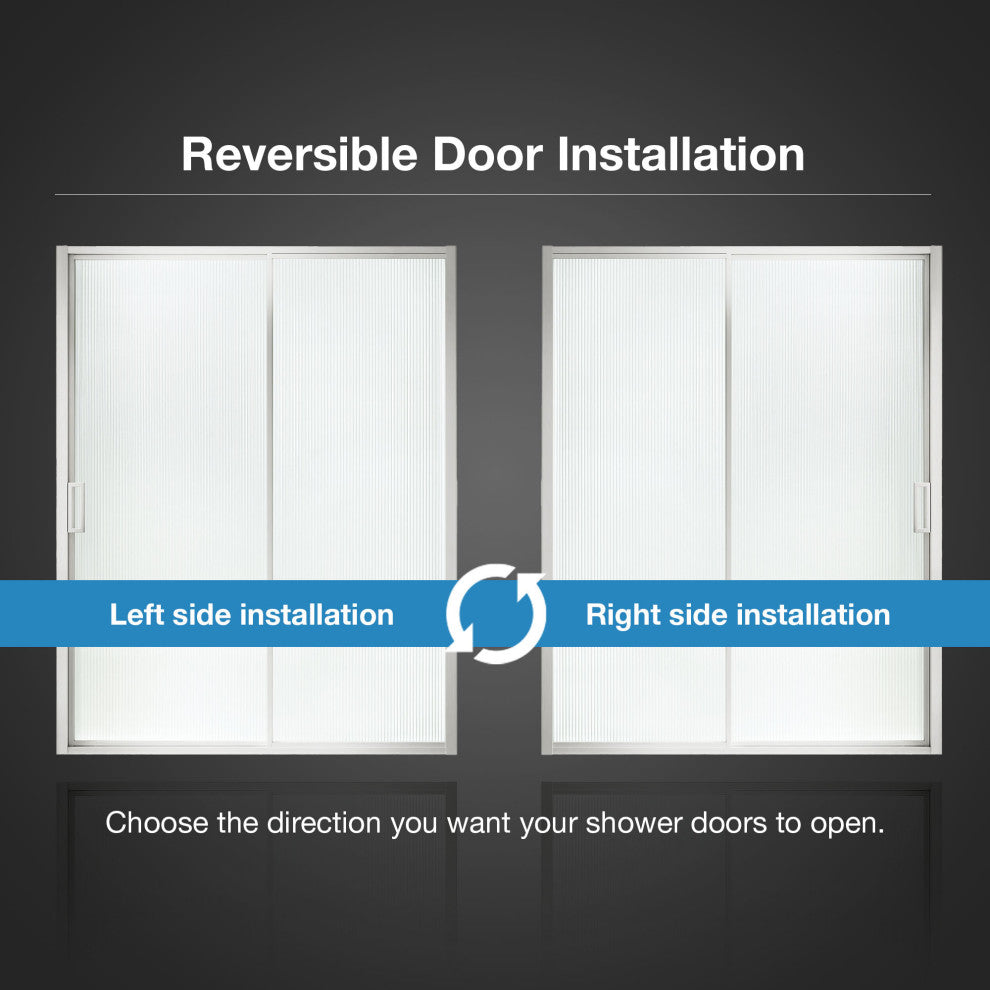 Stanford Sliding Fluted Alcove Shower Door, Satin Nickel, Fluted Glass, 60"