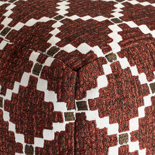 Deschutes Red 18" x 18" x 18" Red and Ivory Pouf