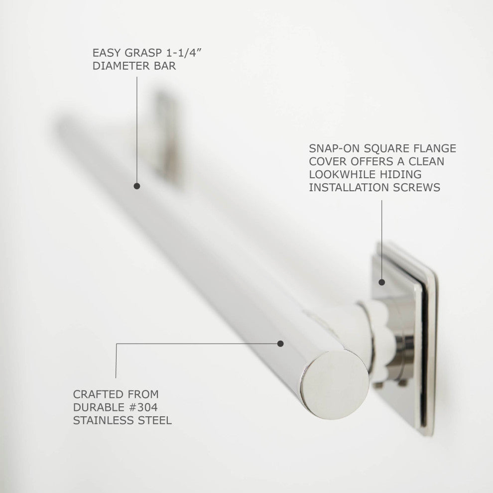 Coronado Designer Straight Bathroom Shower Grab Bar, Polished, 12"