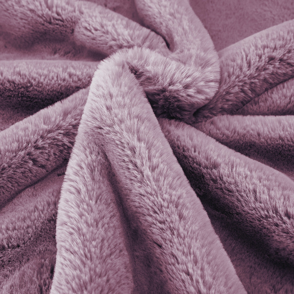 Heavy Faux Fur Throw, Wood Rose, 50"x60"