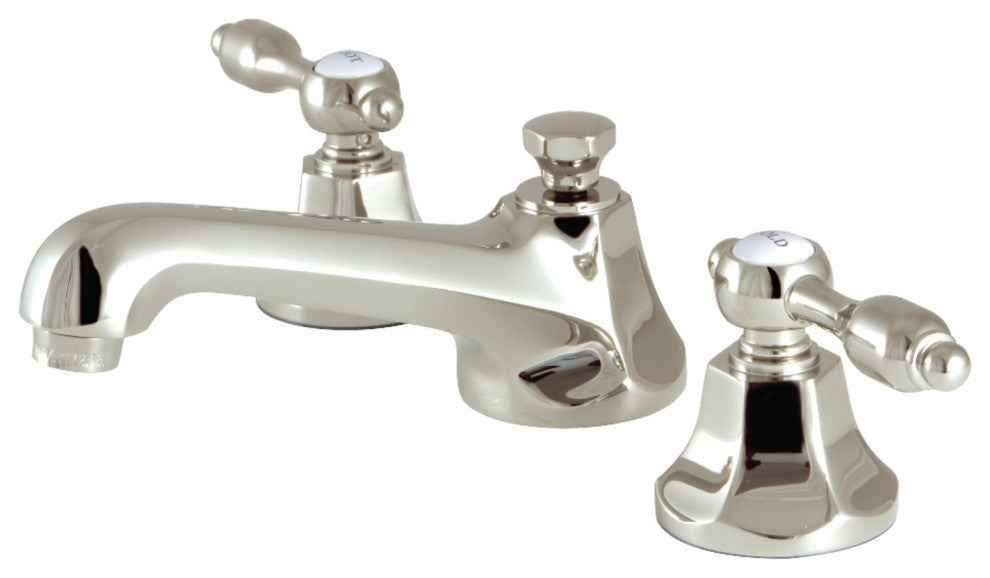 Kingston Brass Widespread Bathroom Faucet With Brass Pop-Up, Polished Nickel
