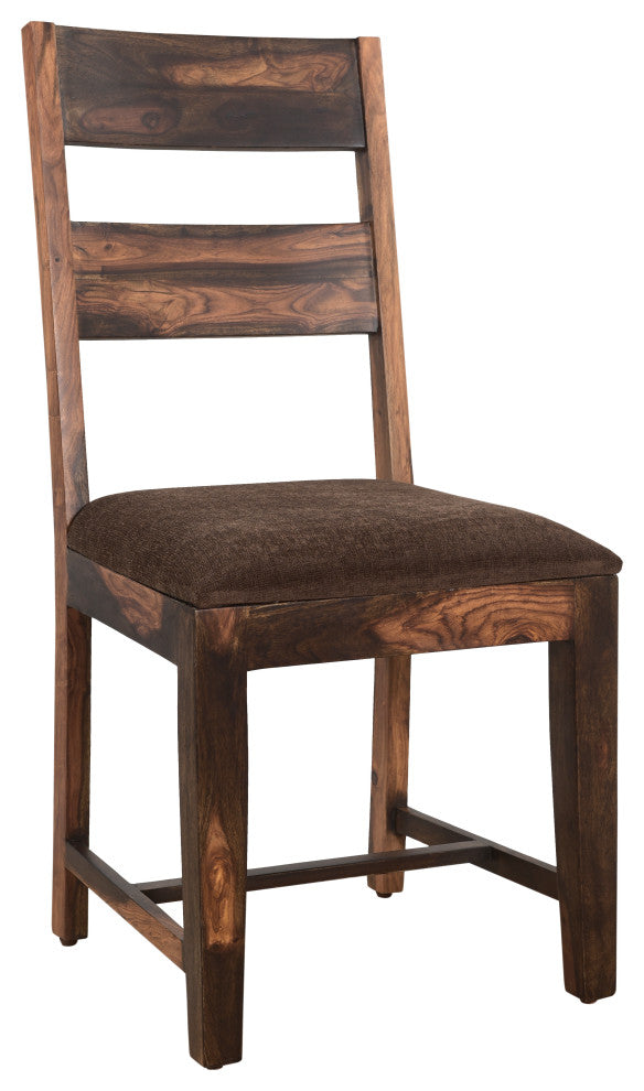 Stafford Solid Wood Dining Chairs, Set of 2, Dark Brown, Upholstered