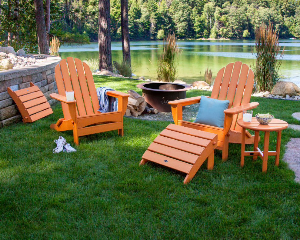Polywood Classic Oversized Curveback Adirondack 5-Piece Casual Set, Mahogany