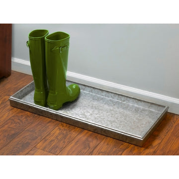 Classic Boot Tray for Boots, Shoes, Plants, and More, Galvanized Gray Steel