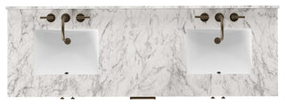 Anthem Double Vanity 72", Carrara Marble, Washed Natural, Brushed Brass