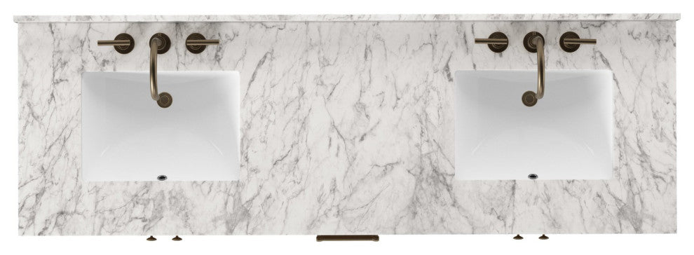 Anthem Double Vanity 72", Carrara Marble, Washed Natural, Brushed Brass