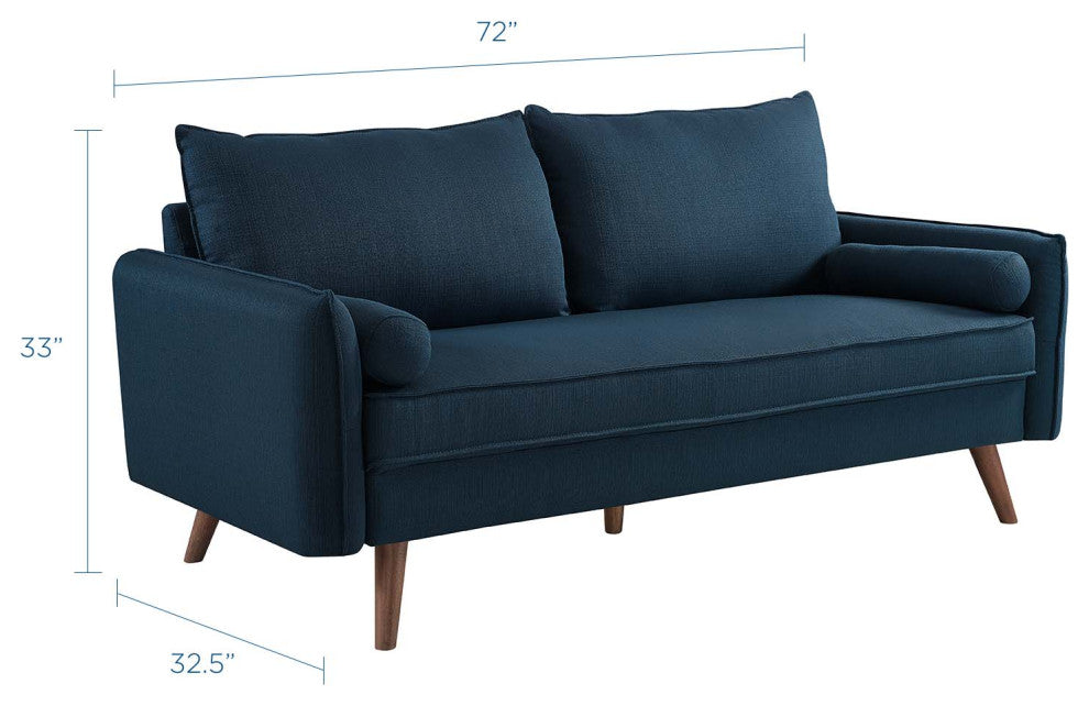 Revive Upholstered Fabric Sofa, Azure