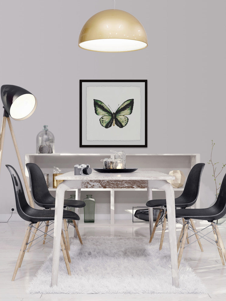 "Deep Green Wings" Framed Painting Print, 18"x18"