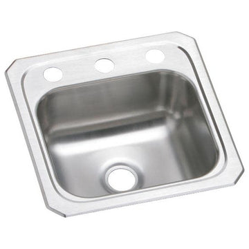 Elkay BCR15 Celebrity 15" Single Basin Drop In Stainless Steel - 3 Faucet Holes