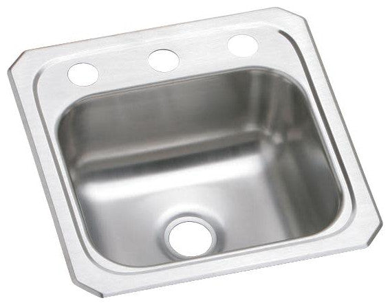 Elkay BCR15 Celebrity 15" Single Basin Drop In Stainless Steel - 3 Faucet Holes