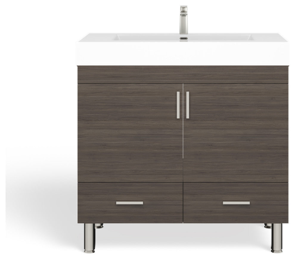 The Latitude Bathroom Vanity, Gray, 36", Single Sink, Freestanding